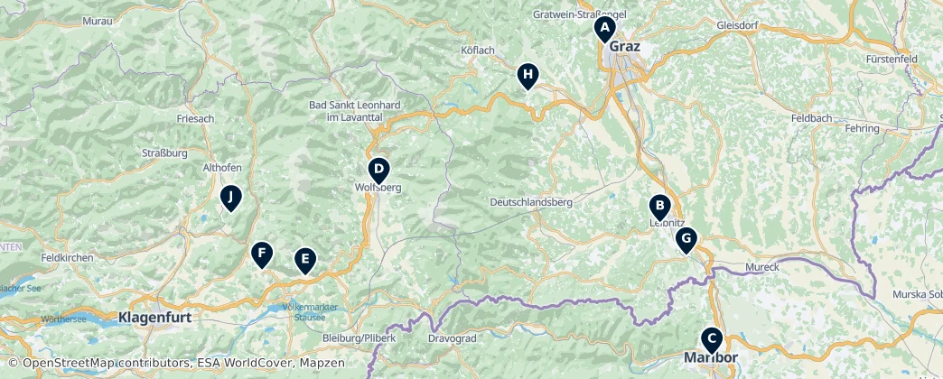 Map of 拉萬塔爾阿爾卑斯山脈