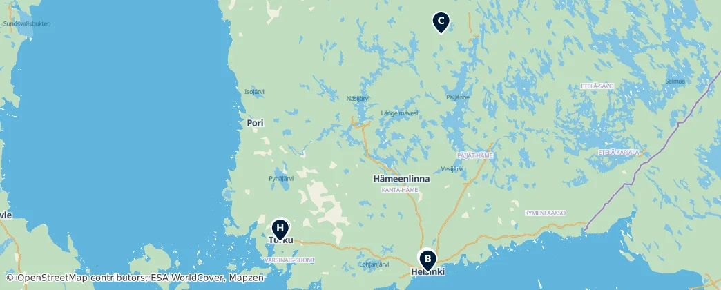 Map of Mainland Finland