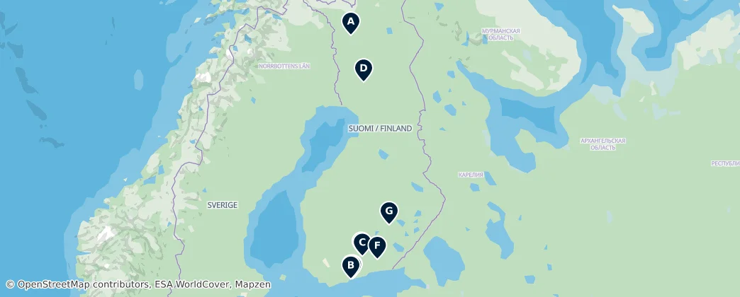 Map of Mainland Finland