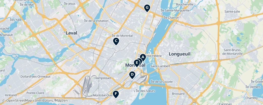 Map of 蒙特利尔
