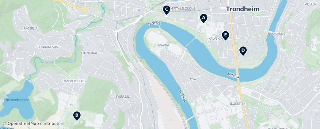 Map of Midtbyen, Trondheim