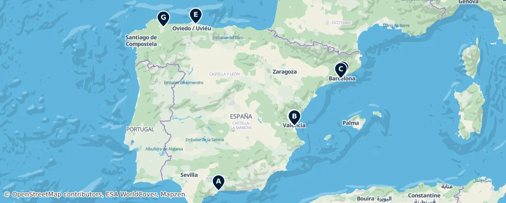 Map of Europe/Madrid Timezone