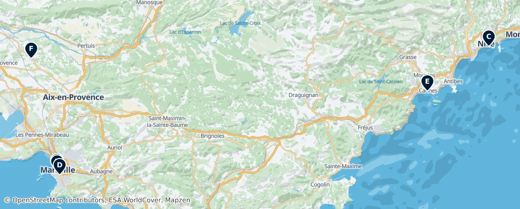 Map of 普罗旺斯-阿尔卑斯-蓝色海岸大区