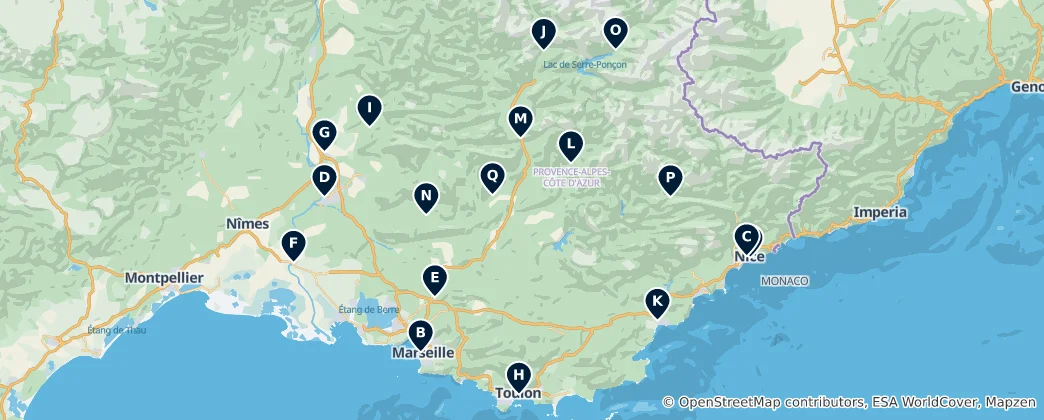 Map of 普罗旺斯-阿尔卑斯-蓝色海岸大区