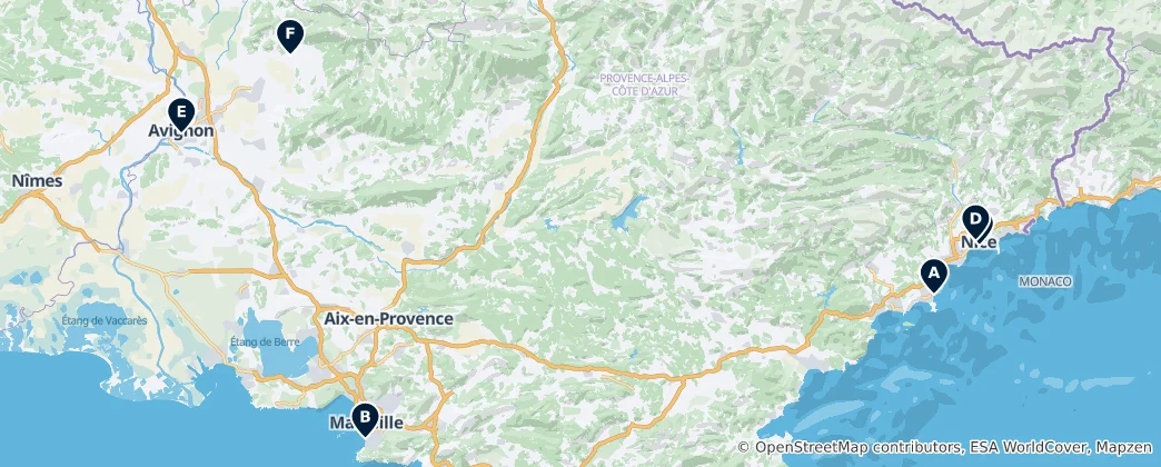 Map of 普罗旺斯-阿尔卑斯-蓝色海岸大区