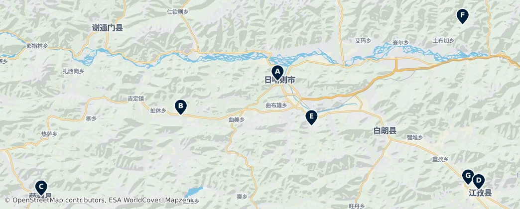 Map of 日喀则市