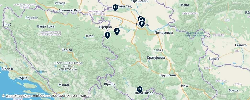 Map of 塞尔维亚