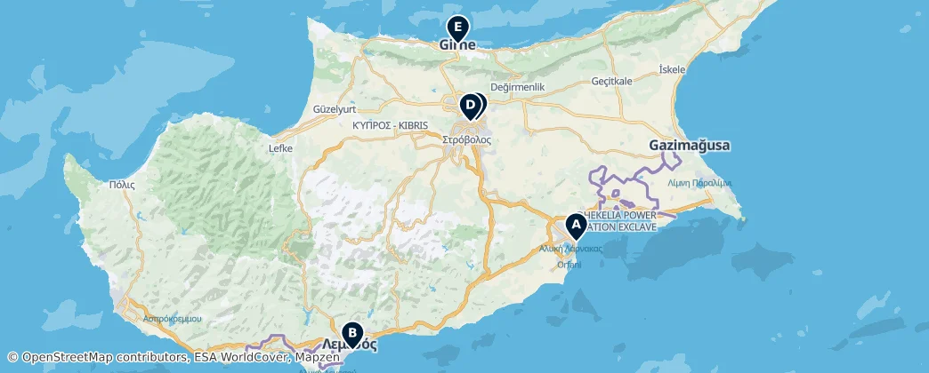 Map of Kypros - Kibris