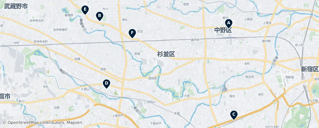 Map of 杉並區