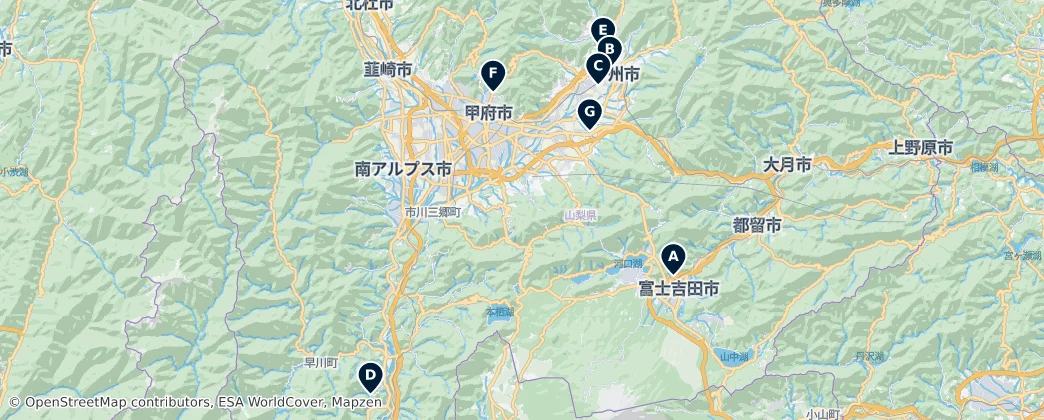 Map of 山梨县
