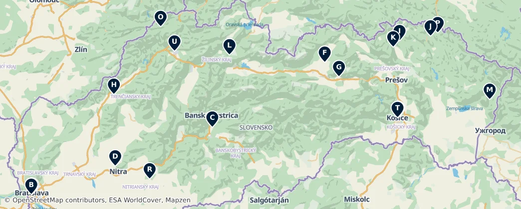Map of 斯洛伐克