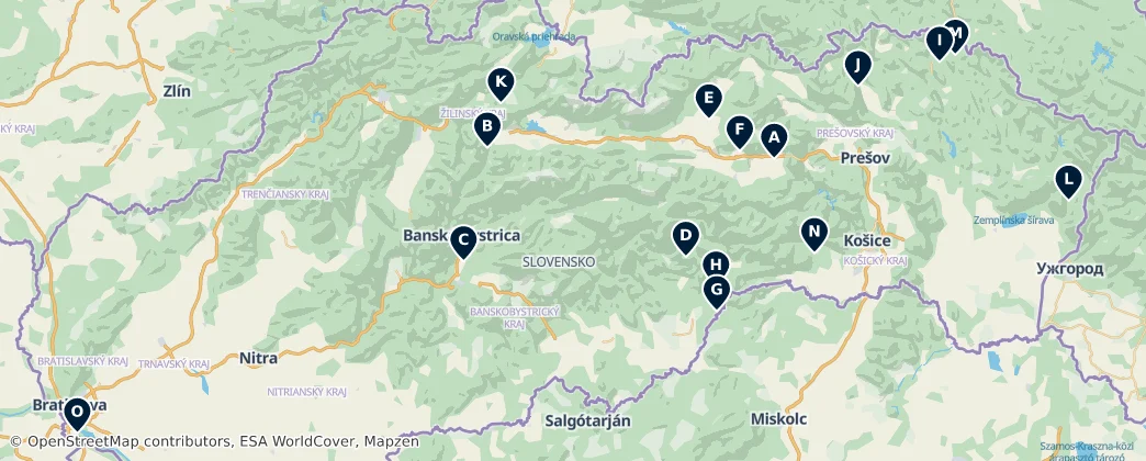 Map of 斯洛伐克