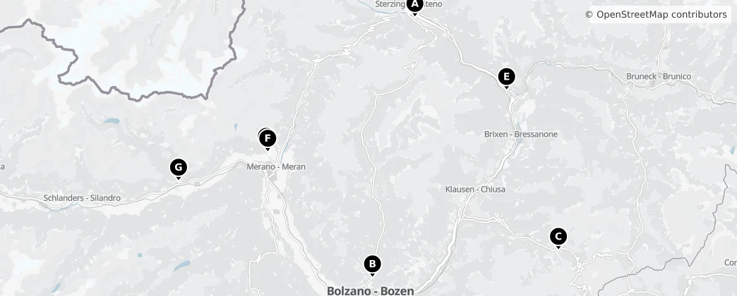 Map of 博尔扎诺-上阿迪杰自治省