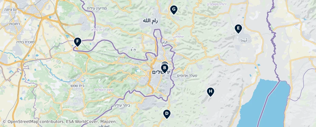 Map of 約旦河西岸地區