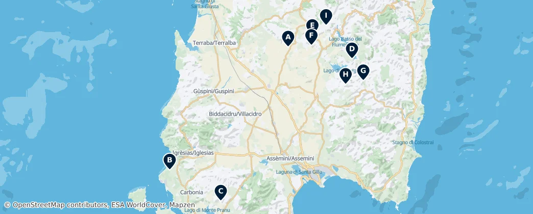 Map of Province of South Sardinia