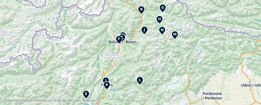 Map of 特伦蒂诺-上阿迪杰大区