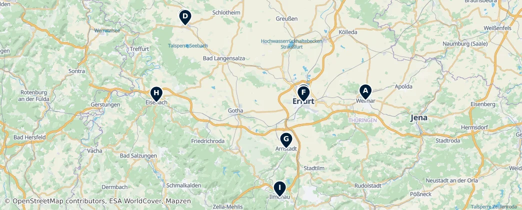 Map of 图林根