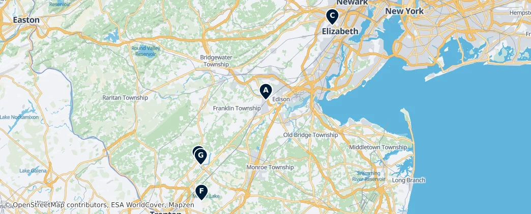 Map of 新泽西州