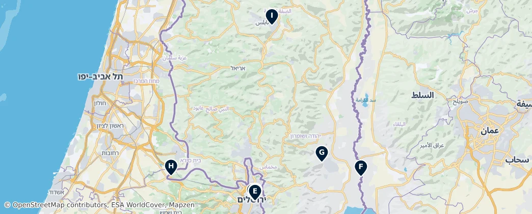 Map of 約旦河西岸地區