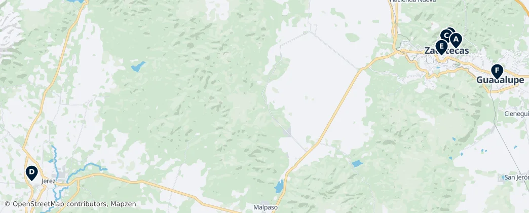 Map of 萨卡特卡斯州