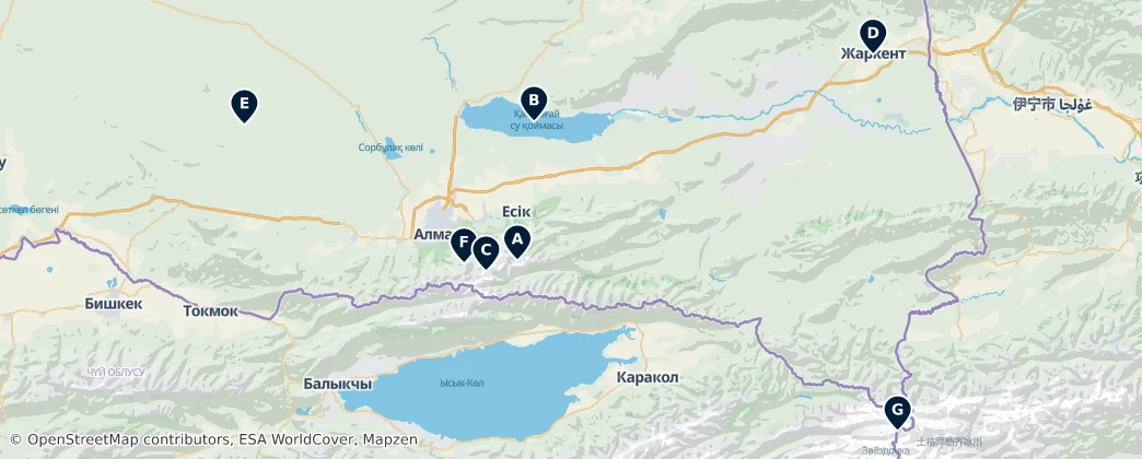 Map of 阿拉木圖州