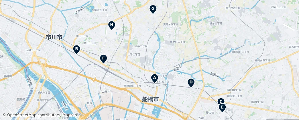 Map of 船橋市