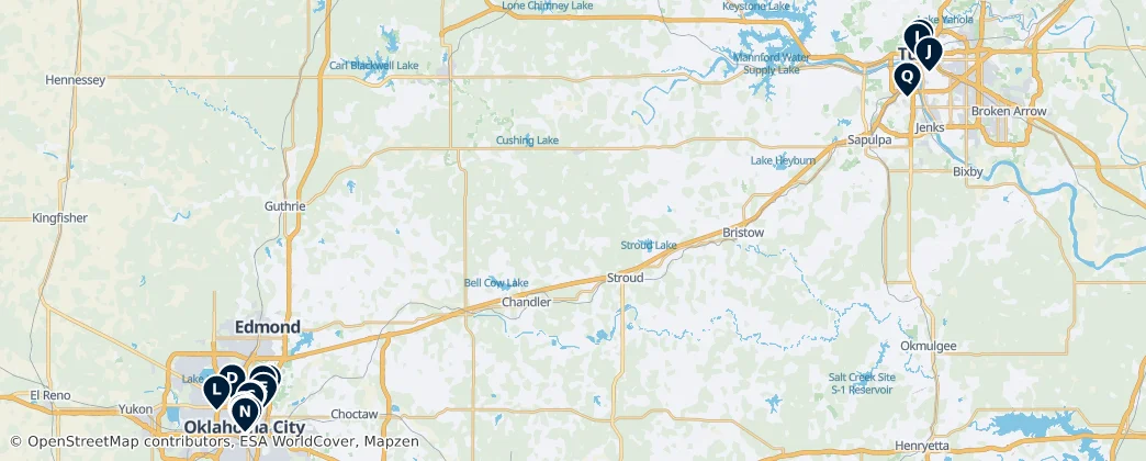 Map of 俄克拉何马州 / 奧克拉荷馬州