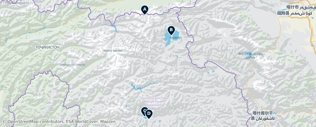 Map of 戈尔诺—巴达赫尚自治州