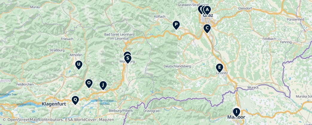 Map of 拉萬塔爾阿爾卑斯山脈