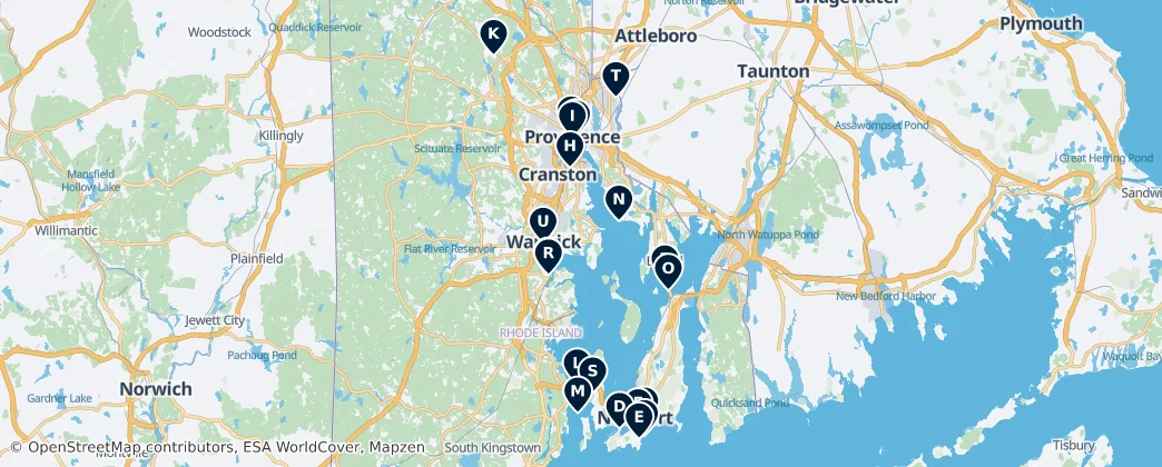 Map of 罗得岛州/ 羅德島州