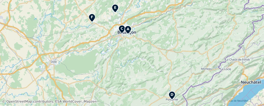 Map of 天主教贝桑松总教区