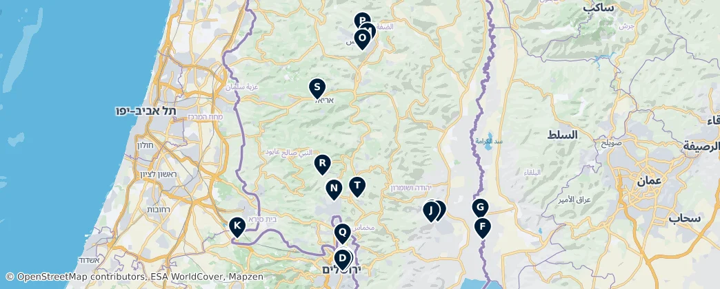 Map of 約旦河西岸地區