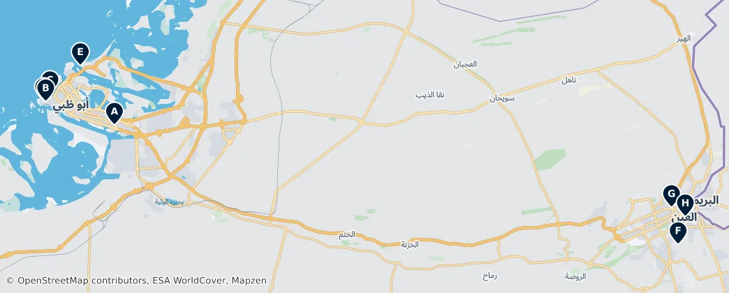 Map of 阿布扎比酋长国