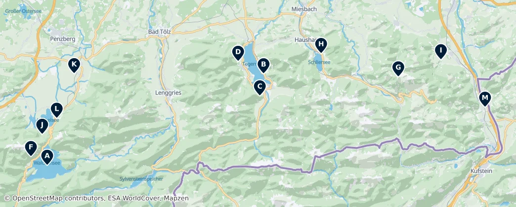 Map of 巴伐利亞前阿爾卑斯山脈