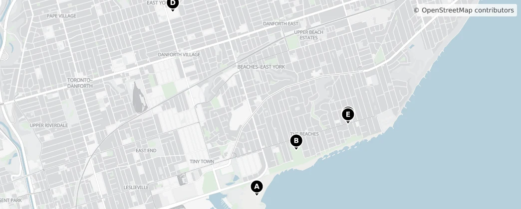 Map of Beaches–East York