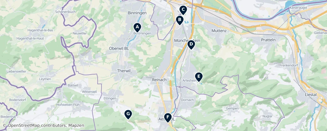 Map of Arlesheim District
