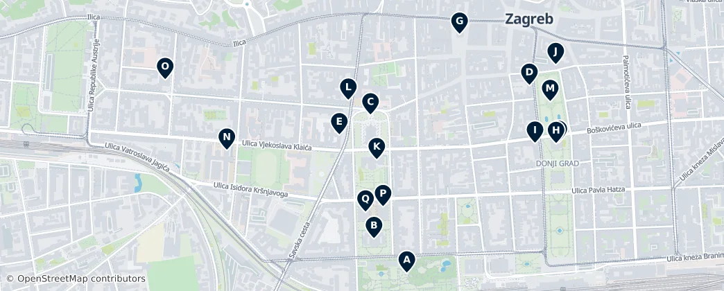 Map of Donji grad, Zagreb