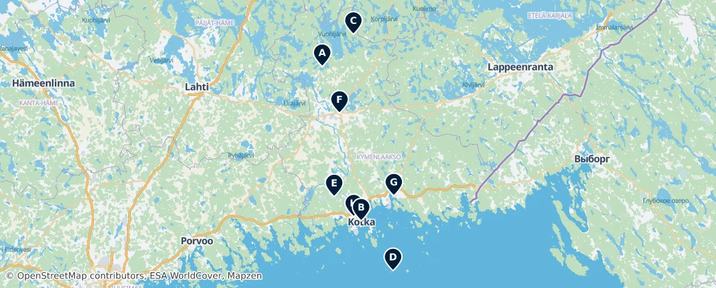 Map of Kymenlaakso