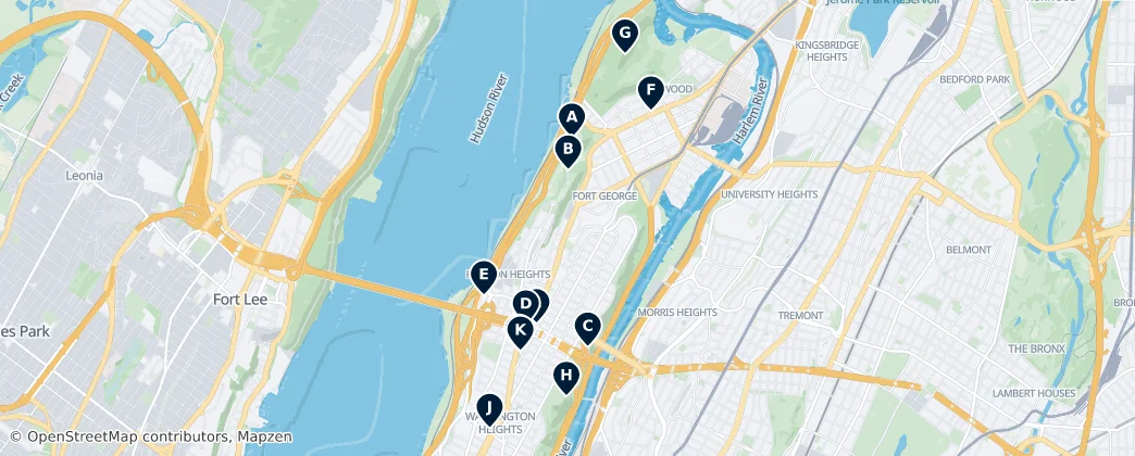 Map of Manhattan Community Board 12