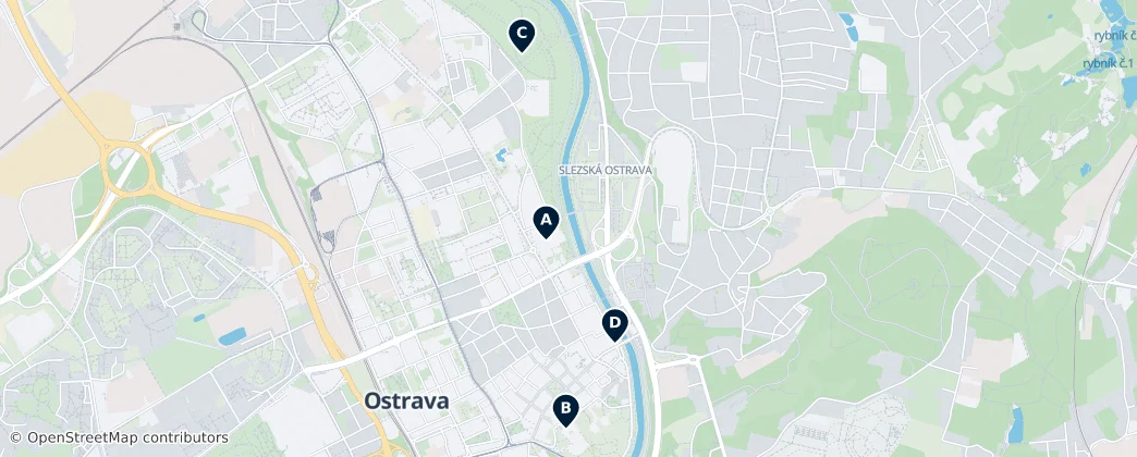 Map of Moravská Ostrava