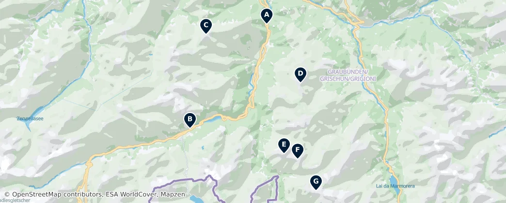 Map of Beverin Nature Park