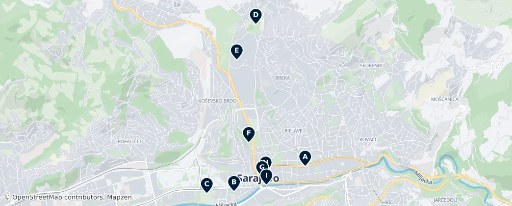 Map of Centar, Sarajevo