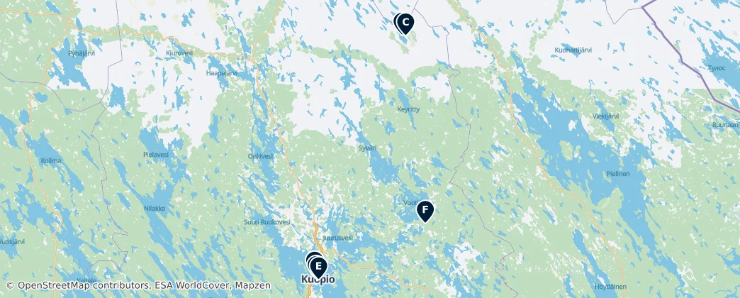 Map of Pohjois-Savo