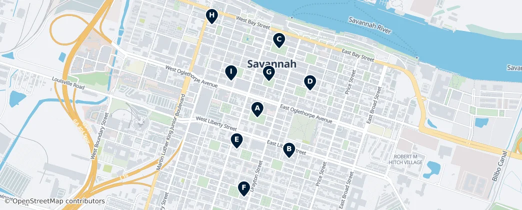 Map of Savannah Historic District