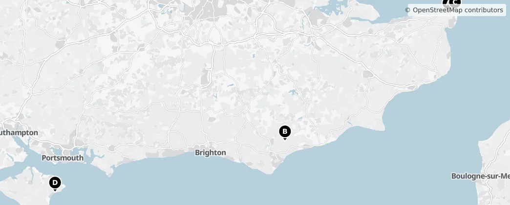 Map of South East England