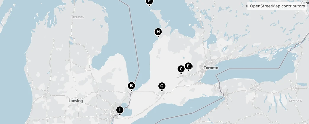 Map of Southwestern Ontario