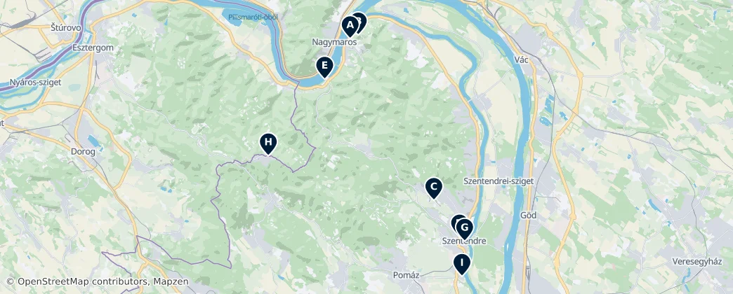 Map of Szentendrei járás