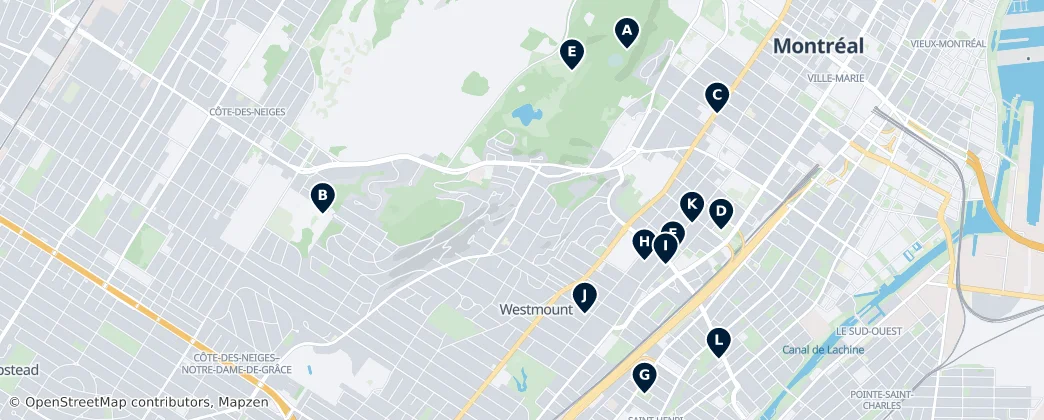 Map of Westmount, Quebec