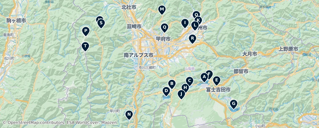 Map of 山梨县