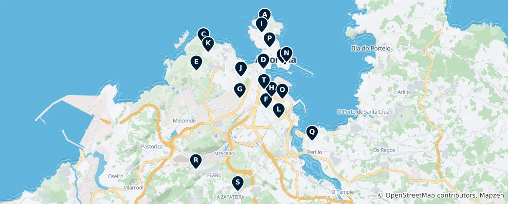 Map of A Coruña Parks and Gardens
